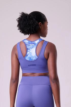 Imagem de Top signature samba 2 em 1 dupla face azul escuro / estampa glacial