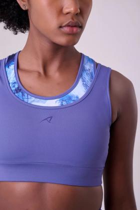 Imagem de Top signature samba 2 em 1 dupla face azul escuro / estampa glacial