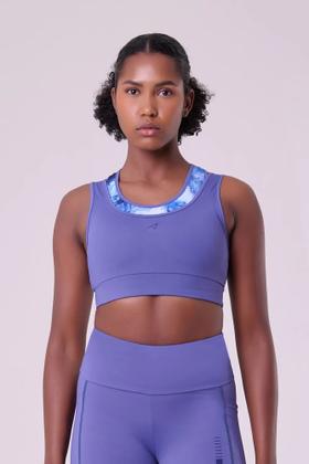 Imagem de Top signature samba 2 em 1 dupla face azul escuro / estampa glacial