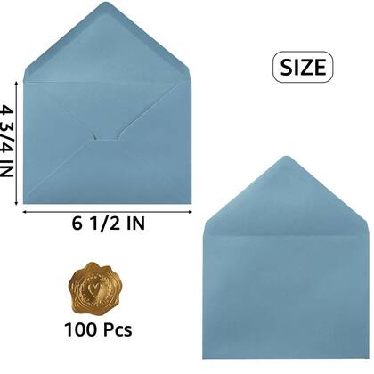 Imagem de Toperd, 100 unidades de envelopes A6 azuis empoeirados de 16 x 12 cm com adesivos