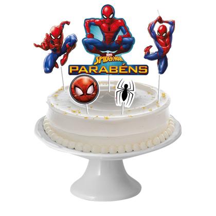 Imagem de Topo de bolo 5pçs Decoração Homem Aranha Festa Aniversário