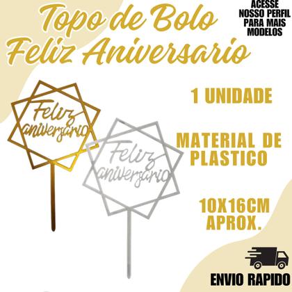 Imagem de Topo De Bolo Feliz Aniversario Festa Decorativo Evento