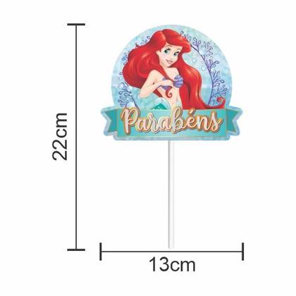 Imagem de Topo de bolo festa Ariel Decoração Sereia Aniversário 3pçs
