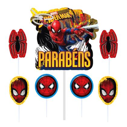 Imagem de Topo de bolo Homem aranha topper , kit completo decoração