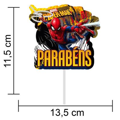 Imagem de Topo de bolo Homem aranha topper , kit completo decoração