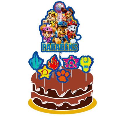 Imagem de Topo de bolo Patrulha canina, kit completo 7 peças/topo de bolo personalizado em EVA