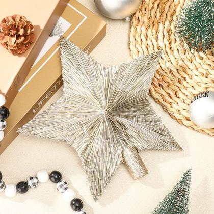 Imagem de Topper de árvore de Natal Threehoney Star 21 cm Champagne Gold