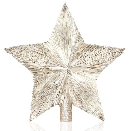 Imagem de Topper de árvore de Natal Threehoney Star 21 cm Champagne Gold