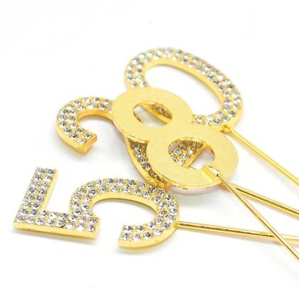 Imagem de Topper De Bolo Com Números Em Strass Brilhante Dourado Prateado Para Chá De Bebê Aniversário