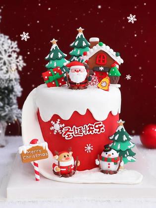 Imagem de Topper de Bolo de Natal com Papai Noel - Decoração para Bolos e Cupcakes (2024/2025)