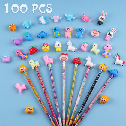 Imagem de Toppers de lápis Kolewo4ever 100 peças de silicone para animais