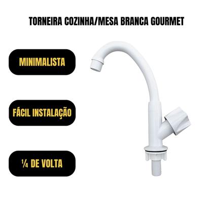 Imagem de Torneira 1/4 de Volta Mesa Cozinha Pia Plástico Resistente