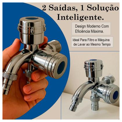 Imagem de Torneira 2 em 1 Cromada Com Saída Filtro E Máquina De Lavar Roupa