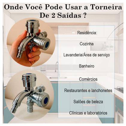 Imagem de Torneira 2 em 1 Cromada Com Saída Filtro E Máquina De Lavar Roupa
