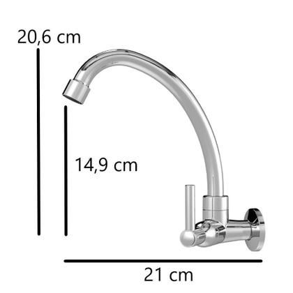 Imagem de Torneira Abs Cromada Pia Cozinha Parede - 1167 C70 Cromada