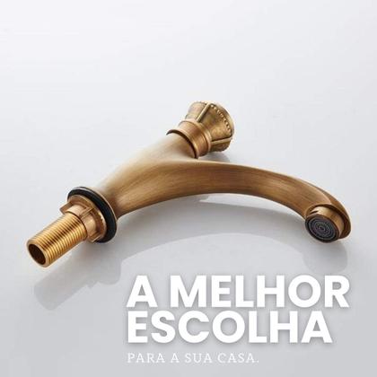 Imagem de Torneira Bancada Baixa Latão Bronze Água Fria Vintage Provençal Pia Cuba Banheiro Lavabo Ouro Velho Dourado Escuro