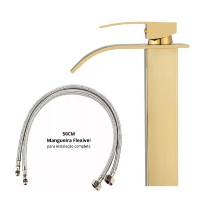 Imagem de Torneira Banheiro Cascata Alta Dourado c/ Monocomando