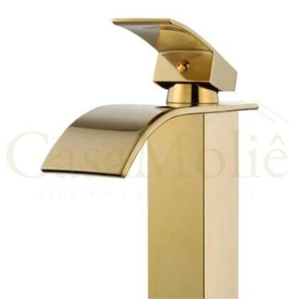 Imagem de Torneira Banheiro Cascata Alta Dourado c/ Monocomando
