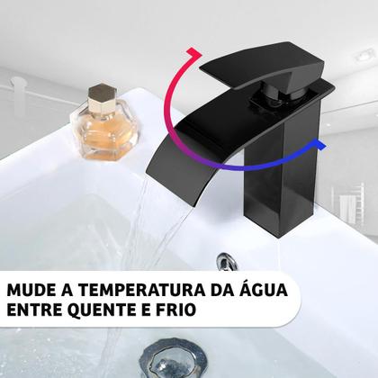 Imagem de Torneira Banheiro Cascata Baixa Quadrada Monocomando