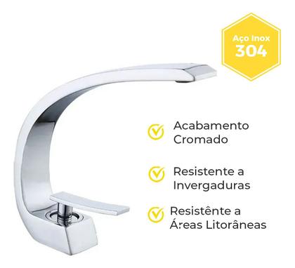 Imagem de Torneira Banheiro Cascata Misturador Monocomando Inox Luxo