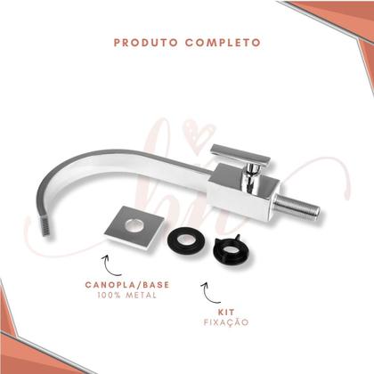 Imagem de Torneira Banheiro Cromada Cascata Slim de Pia Bica Móvel 1/4 de Volta