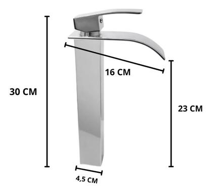 Imagem de Torneira Banheiro Lavabo Cascata Bica Alta Monocomando Metal Água Quente e Fria Domum