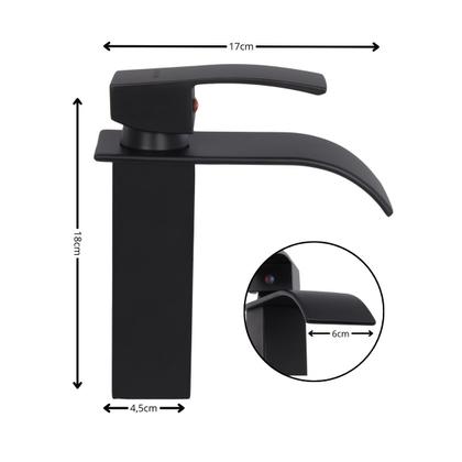 Imagem de Torneira Banheiro Lavabo Monocomando Quadrada Cascata Black
