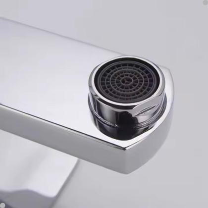Imagem de Torneira banheiro misturador monocomando lavatório quadrada cromada bica baixa lavabo