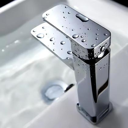 Imagem de Torneira banheiro misturador monocomando lavatório quadrada cromada bica baixa lavabo