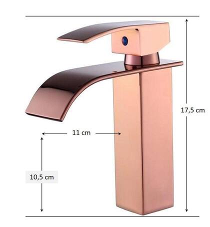 Imagem de Torneira Banheiro Monocomando Cascata Bica Baixa Rose Gold - DeckCasa