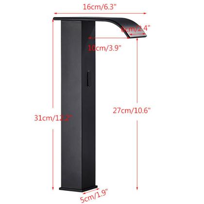 Imagem de Torneira Banheiro Sensor Preto Curva Automática Alta Luxo Misturador Quente e Frio Black Cascata Inox