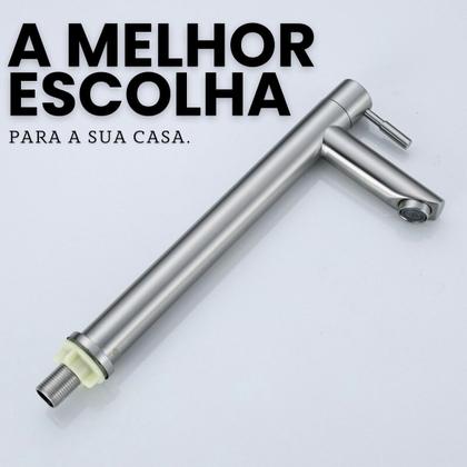 Imagem de Torneira Bica Reta Cuba Alta Bancada Pia Elegante Água Fria Banheiro Lavatório Lavabo Cozinha Metal