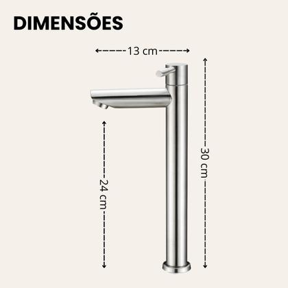 Imagem de Torneira Bica Reta Cuba Alta Bancada Pia Elegante Água Fria Banheiro Lavatório Lavabo Cozinha Metal