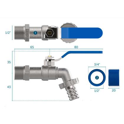 Imagem de Torneira Blukit Esfera com Alavanca 1/2 X 3/4 190127