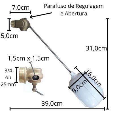 Imagem de Torneira Boia Para Caixa D'Água Vão Total Corpo Metal 1