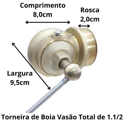 Imagem de Torneira Boia Vasão Total 1 1/2 Metal Cisterna Caixa Agua