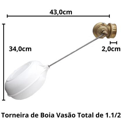 Imagem de Torneira Boia Vasão Total 1 1/2 Metal Cisterna Caixa Agua