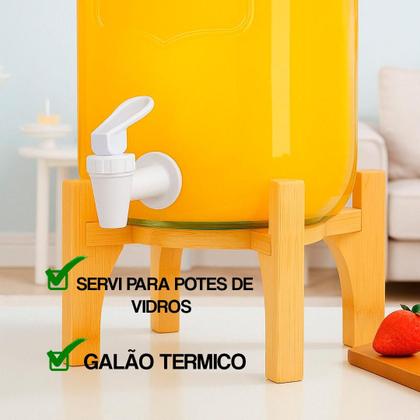 Imagem de Torneira Branca Longa Rosca Alavanca Filtro Barro Galão Suco Drinks  Pote Vidro