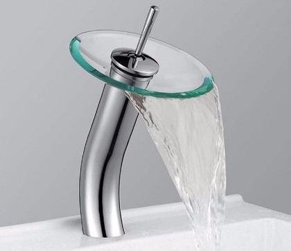 Imagem de Torneira Cascata Monocomando Copacabana De Vidro Bica Alta