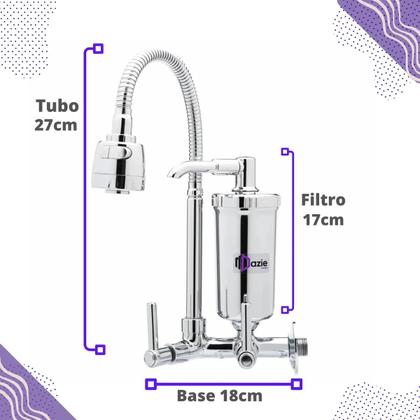 Imagem de Torneira Com Filtro Cozinha Parede Bica Móvel Flexível Gourmet + 1 Refil Extra