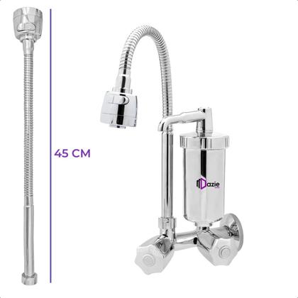 Imagem de Torneira Com Filtro Cozinha Parede Gourmet Abs C50 Flexível 1/4 de Volta