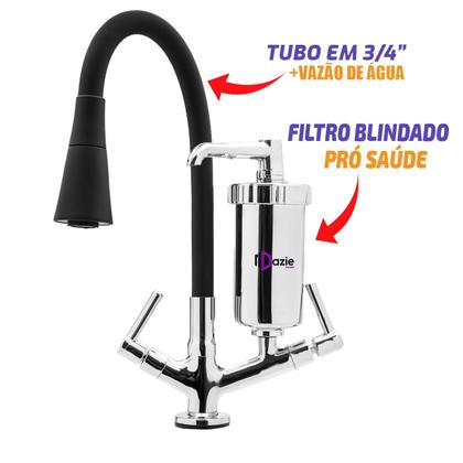 Imagem de Torneira Com Filtro Gourmet Bancada Silicone Cone Preto