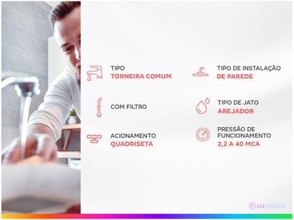 Imagem de Torneira com Filtro para Cozinha Acquabios - de Parede Color Acqua E05 Vermelha