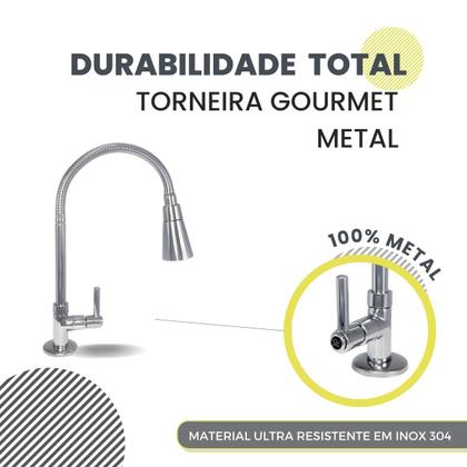Imagem de Torneira Cozinha Bancada Gourmet Cromado Metal Inox Crie & Construa