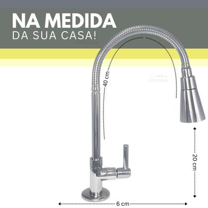 Imagem de Torneira Cozinha Bancada Gourmet Cromado Metal Inox Crie & Construa