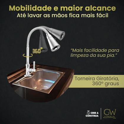 Imagem de Torneira Cozinha Bancada Gourmet Cromado Metal Inox Crie & Construa