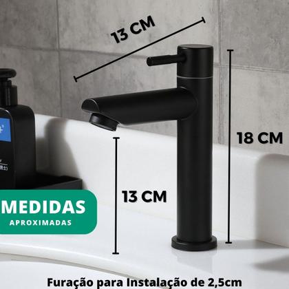 Imagem de Torneira Cozinha Banheiro Lavabo Lavatório Bancada Pia Moderna Preto Fosco Água Fria Cuba Média