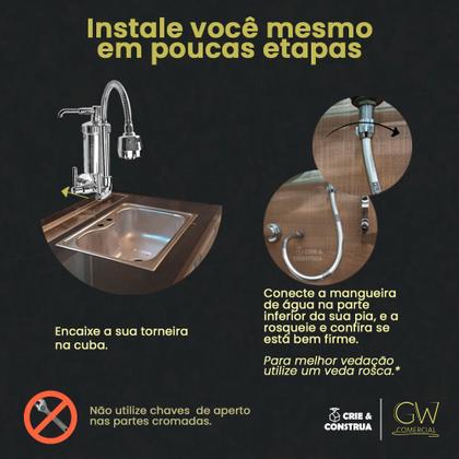 Imagem de Torneira Cozinha Com Filtro Gourmet Parede Articulada Inox Cromada GW