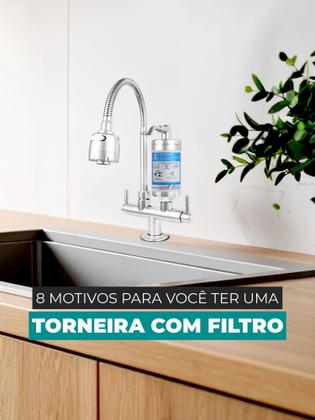 Imagem de Torneira Cozinha com Filtro Para Pia Bancada Mesa Bica Flexível Móvel em Abs Cromado
