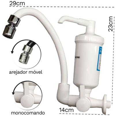 Imagem de Torneira Cozinha Filtro Purificador de Água de Parede Bica Móvel Pia Monocomando Branca ou Preta
